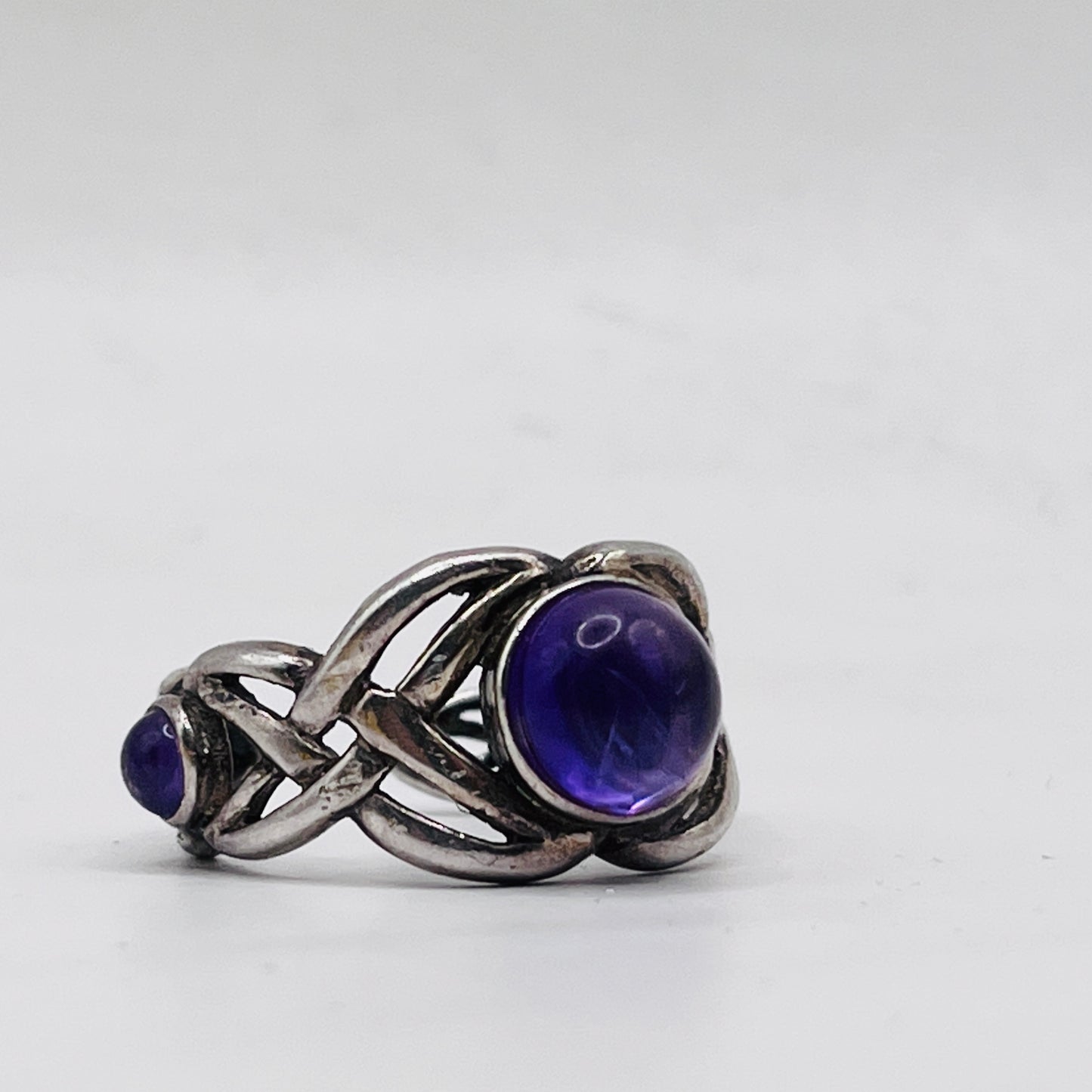 Anello Artigianale SPILLA CELTICA AMETISTA Mod. SPILLA Realizzato con Antica spilla in Argento (Prima Metà del ’900)