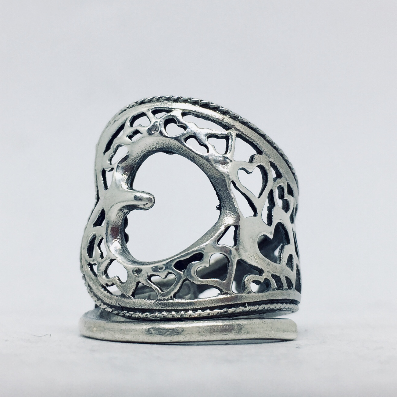 Anello Artigianale CUORI TRAFORATI Mod. CLASSICO/SPIRALE  Realizzato con Antica posata in Argento (Prima Metà del ’900)