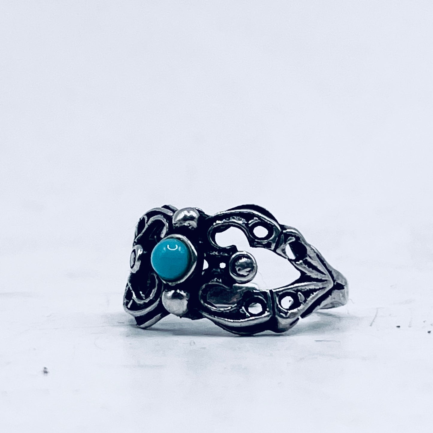 Anello Artigianale SPILLA TURCHESE Mod. SPILLA Realizzato con Antica spilla in Argento (Prima Metà del ’900)