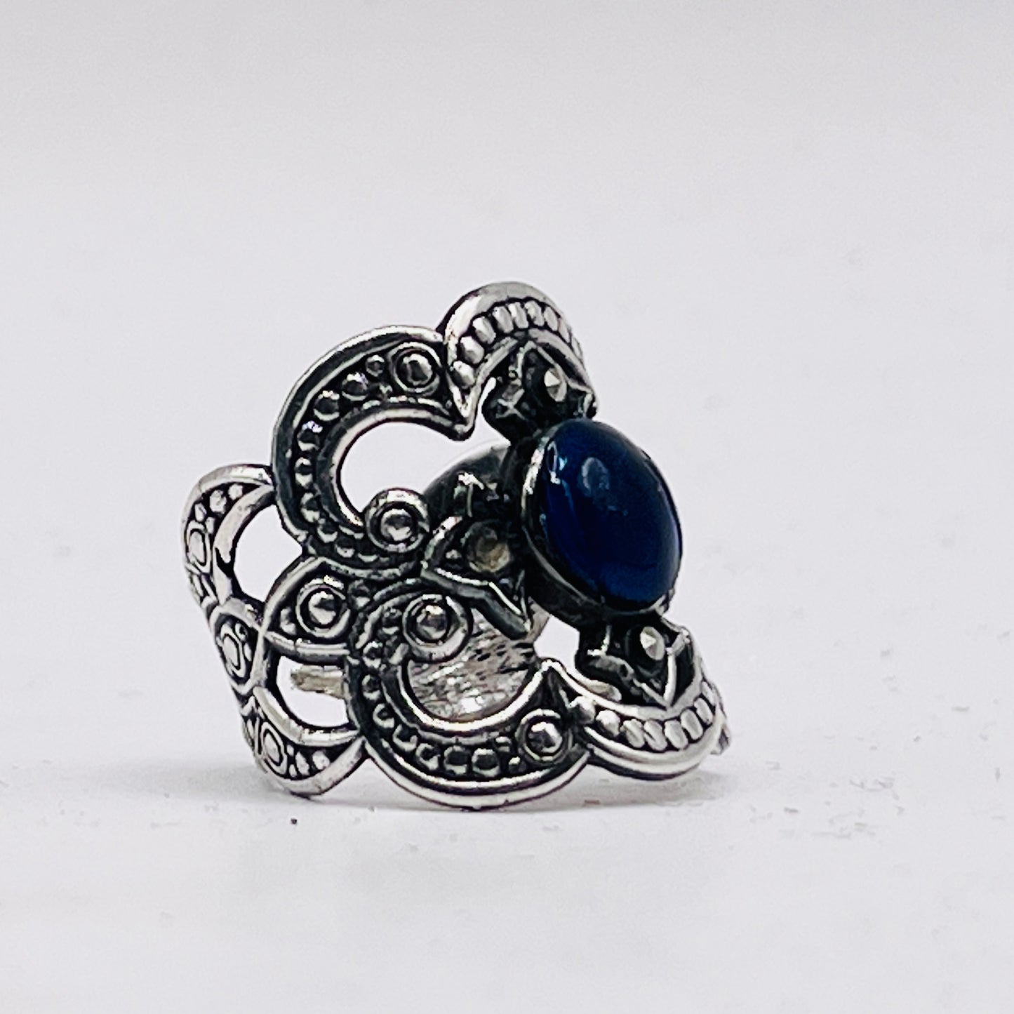 Anello Artigianale SPILLA LAPISLAZZULI Mod. SPILLA Realizzato con Antica spilla in Argento (Prima Metà del ’900)