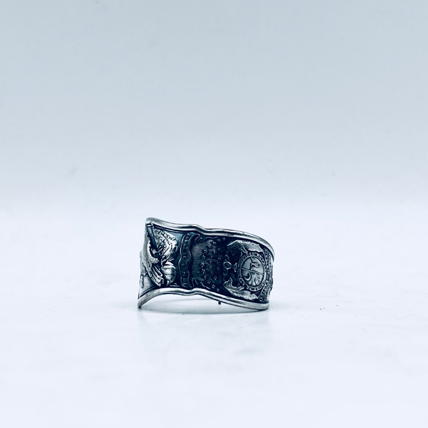 Anello Artigianale Mod. CLASSICO/SPIRALE  WISCONSIN Realizzato con Antica posata in Argento (Prima Metà del ’900)