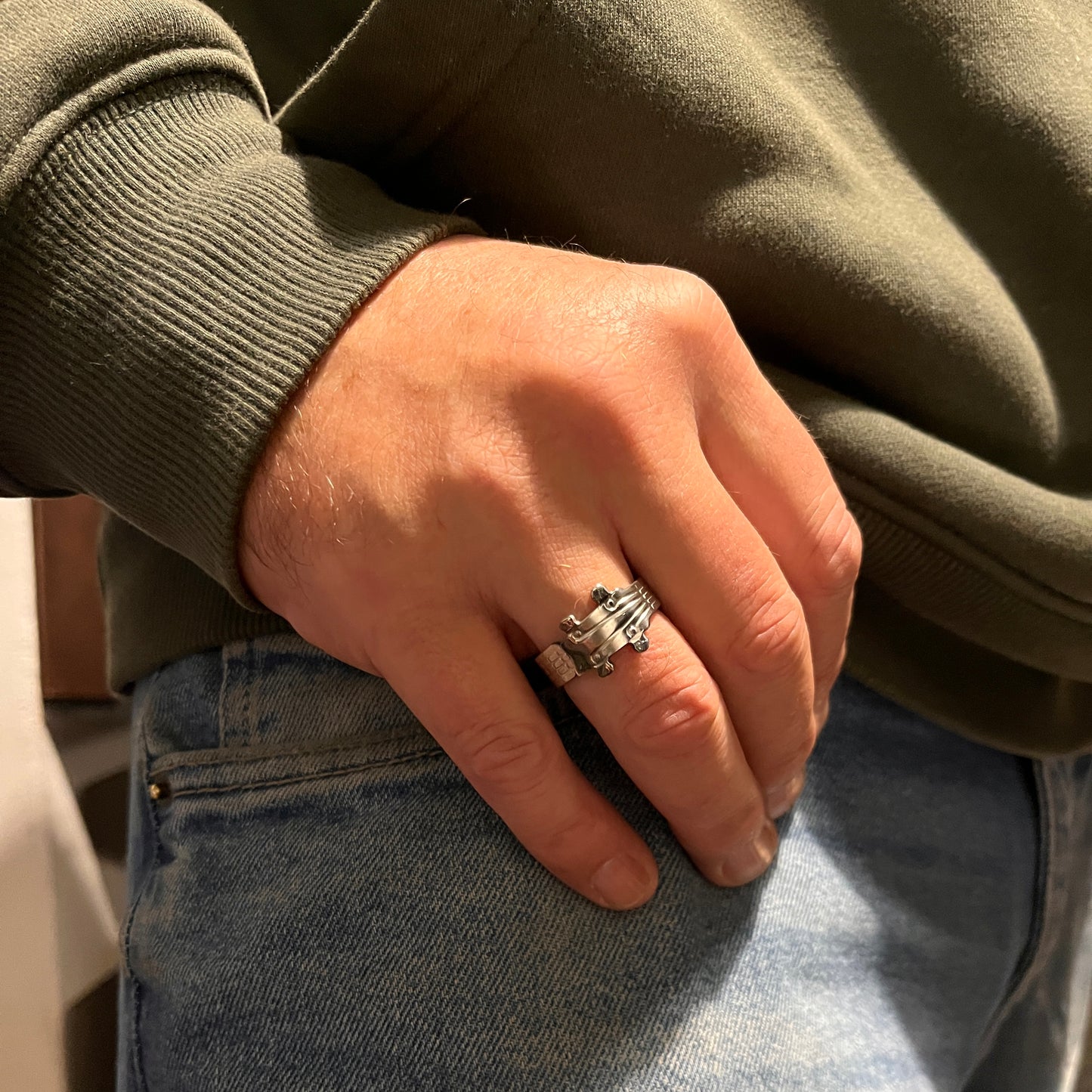 Anello Artigianale ROCKERS’RING  Mod. CLASSICO  Realizzato con manico di Cucchiaino in Acciaio Inox 18/10