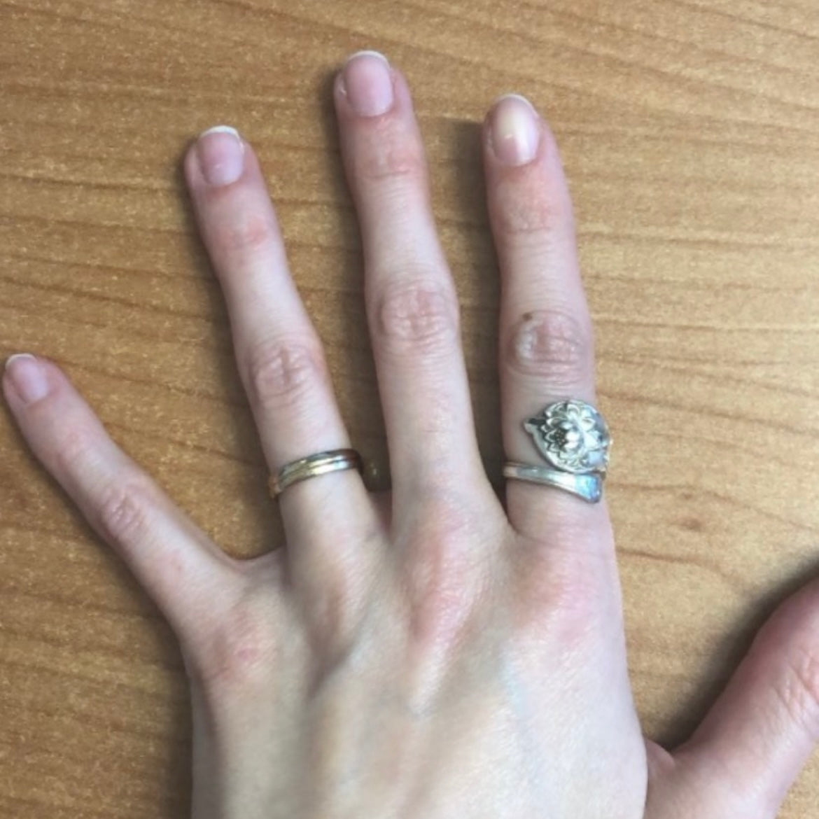 Anello Artigianale FIORE DI LOTO Mod. CLASSICO Realizzato con Antica posata in Argento (Prima Metà del ’900)