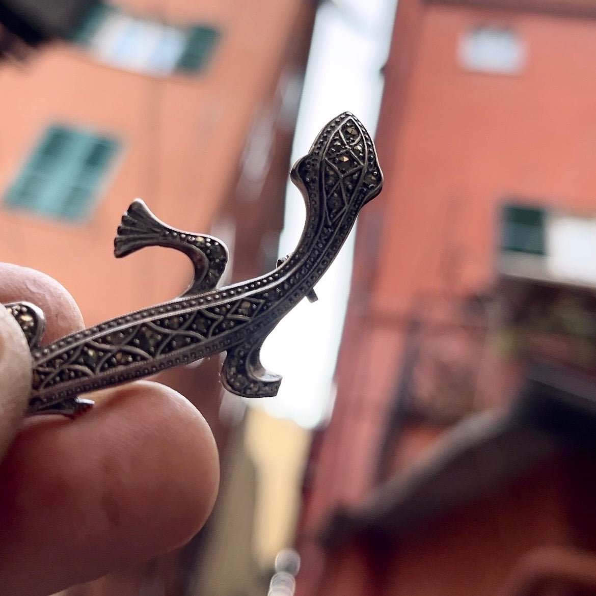 Anello Artigianale da GECO a SERPENTE Mod. SPILLA Realizzato con Antica spilla in Argento (Prima Metà del ’900)