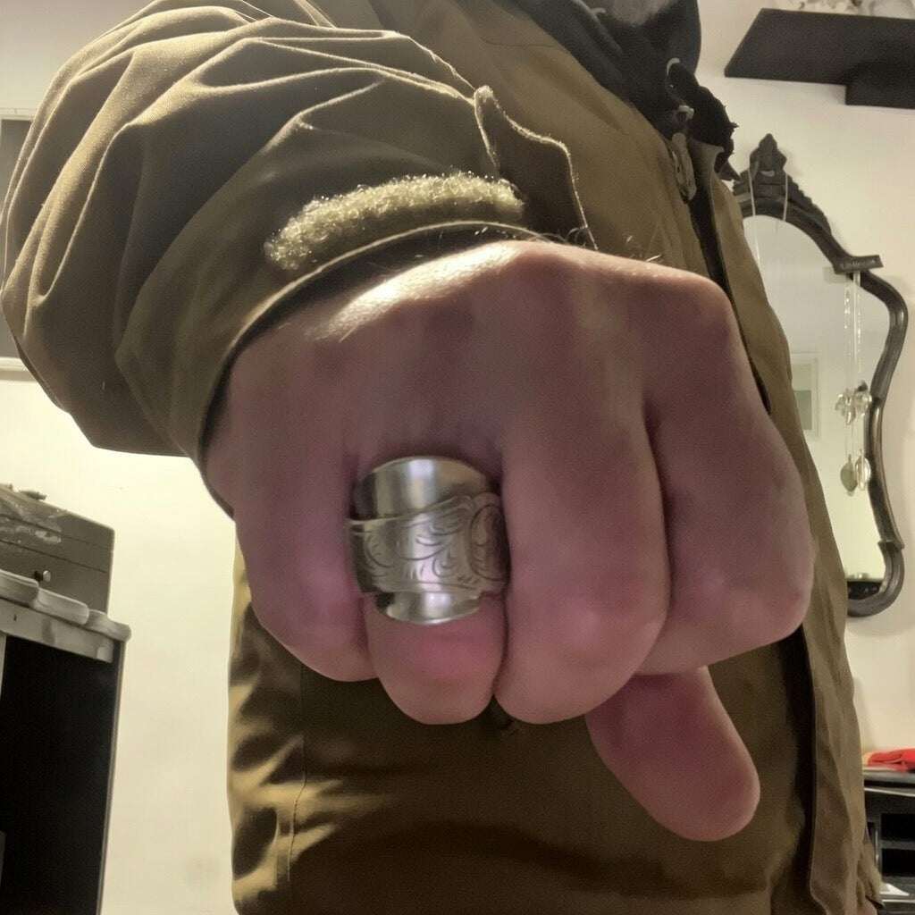 Anello Artigianale UOMO/DONNA Mod. CLASSICO/INTERO  “BRIGHID”  Realizzato con Antica posata in Argento (Prima Metà del ’900)