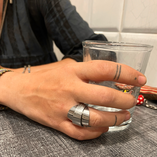 Anello Artigianale TESTER Mod. INTERO  Realizzato con posata in Acciaio