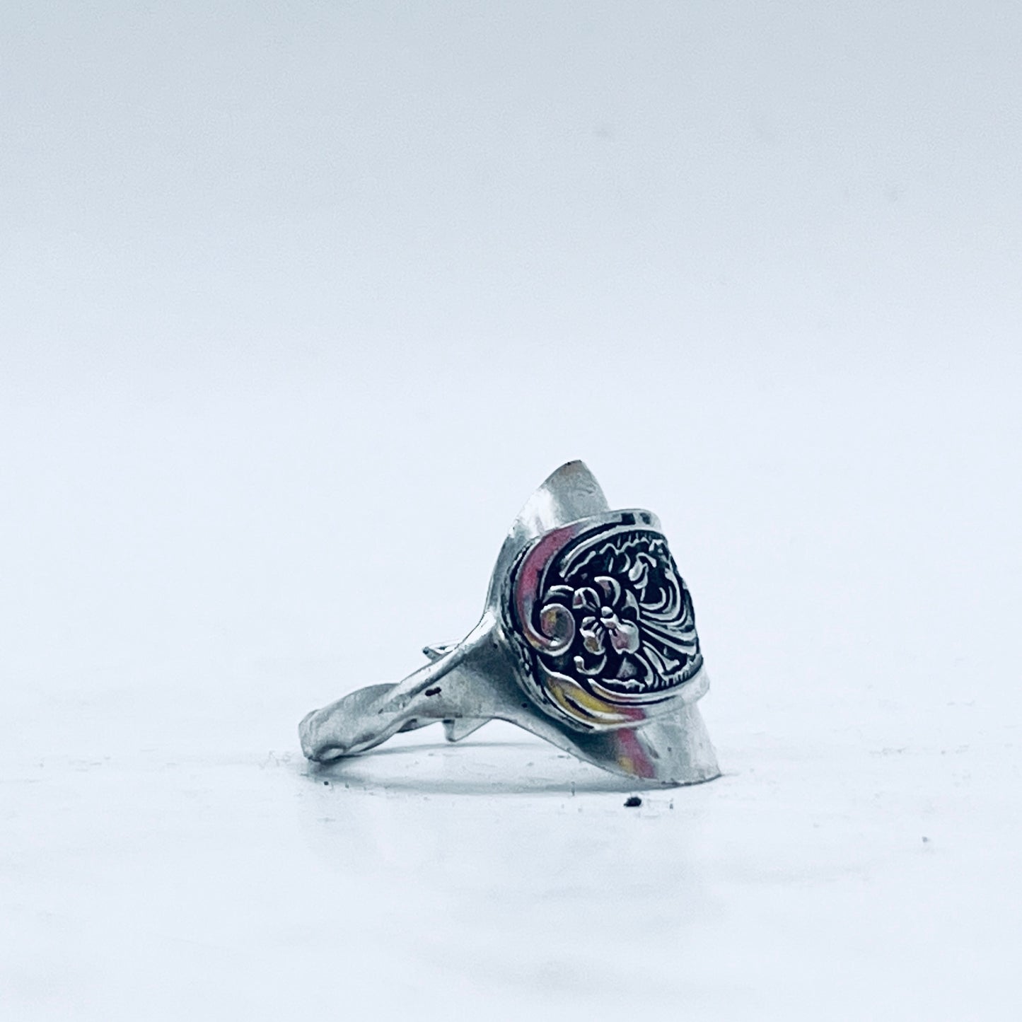 Anello Artigianale Mod. INTERO  JUGENDSTIL Realizzato con Antica posata in Argento (Prima Metà del ’900)