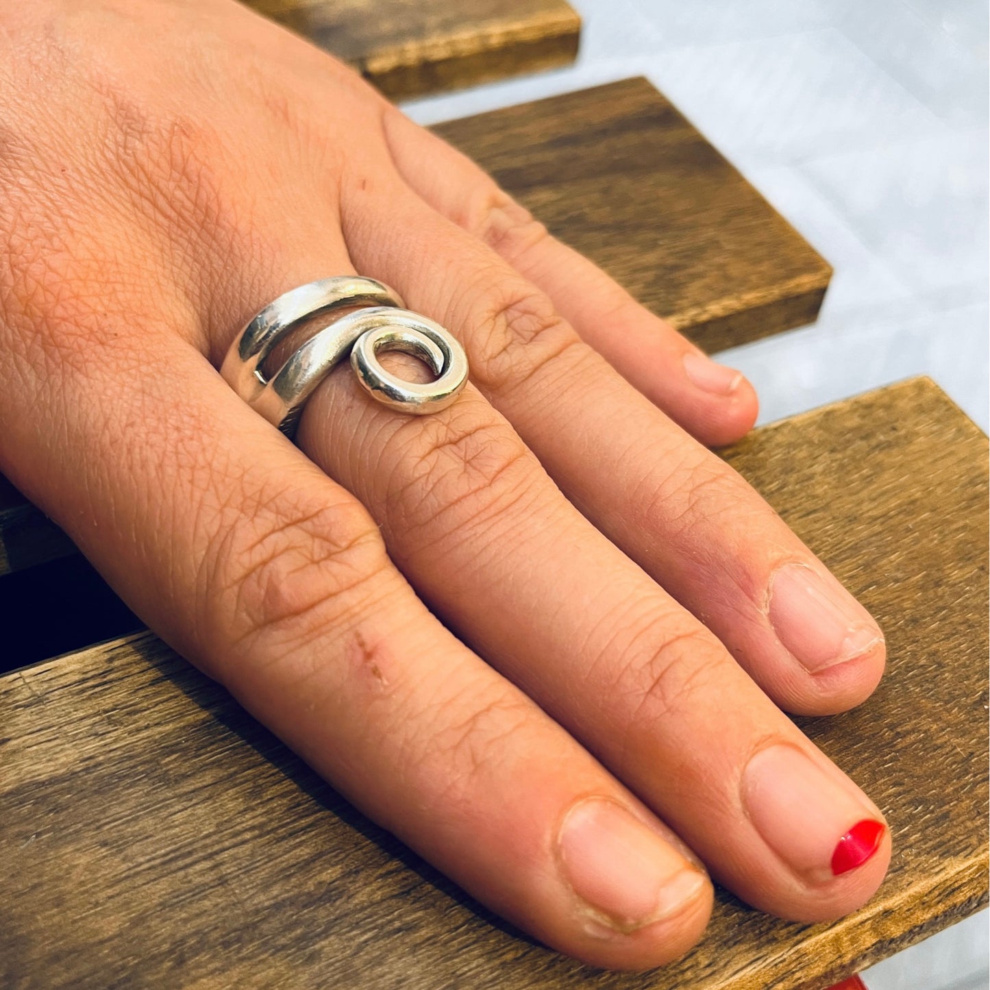 Anello Artigianale Combinabile Mod. FORCHETTINA CAPRICCIO Realizzato con parte di antica forchettina in Argento (Prima Metà del ’900) (Copia)