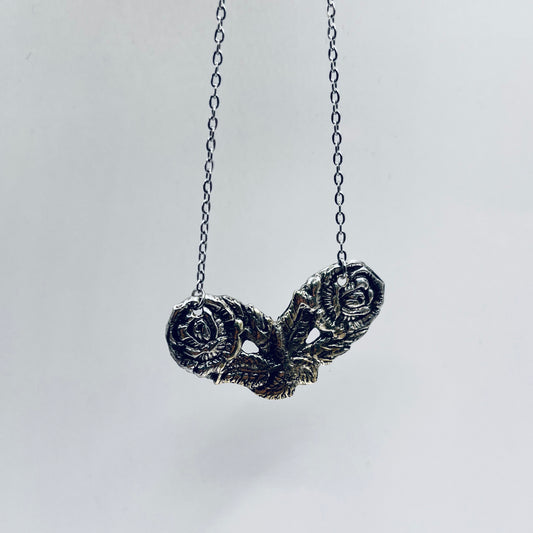 Pendente Artigianale Mod. CUORE SALDATO ROSA Realizzato con Antica Posata in Argento (Prima Metà del ’900)