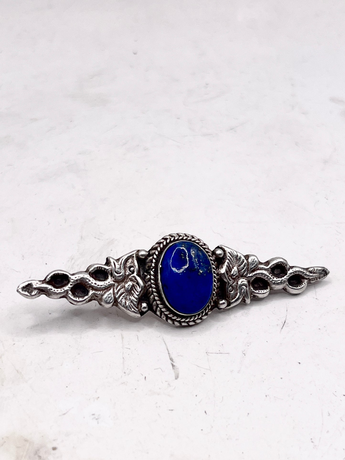 Anello Artigianale SPILLA OLTREMARE Mod. SPILLA LAPISLAZZULI Realizzato con Antica spilla in Argento (Prima Metà del ’900)