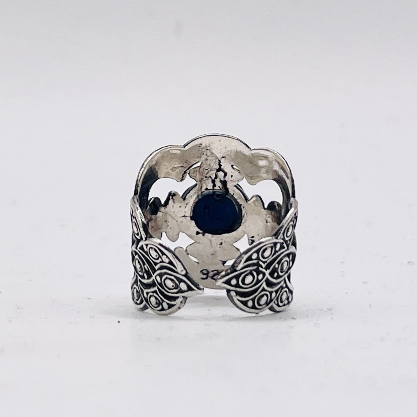 Anello Artigianale SPILLA LAPISLAZZULI Mod. SPILLA Realizzato con Antica spilla in Argento (Prima Metà del ’900)