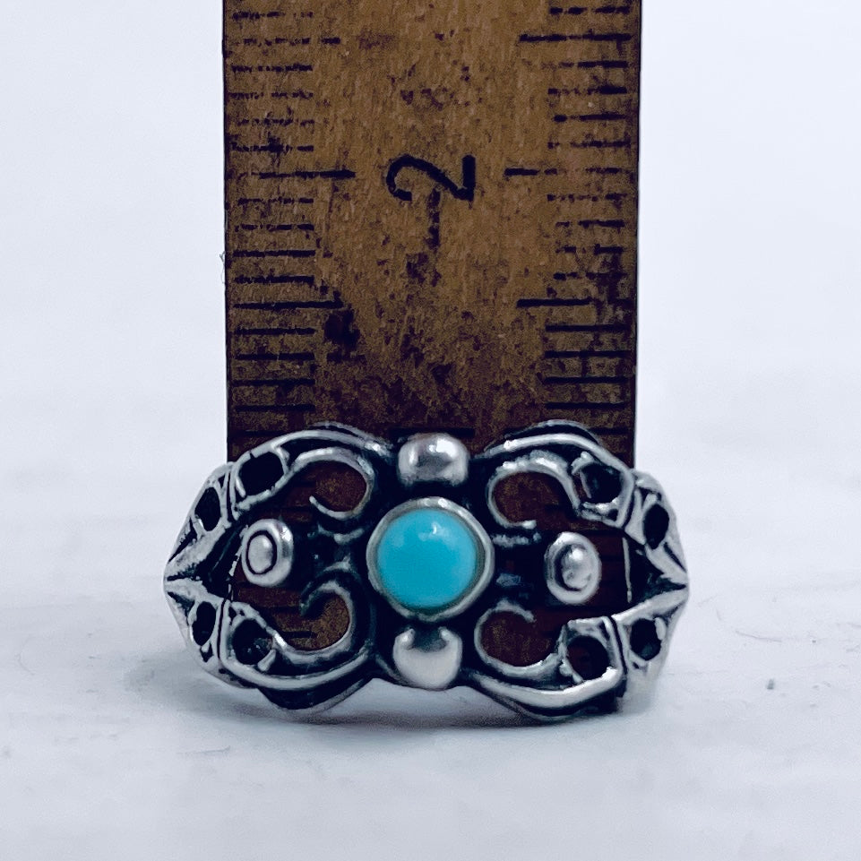 Anello Artigianale SPILLA TURCHESE Mod. SPILLA Realizzato con Antica spilla in Argento (Prima Metà del ’900)