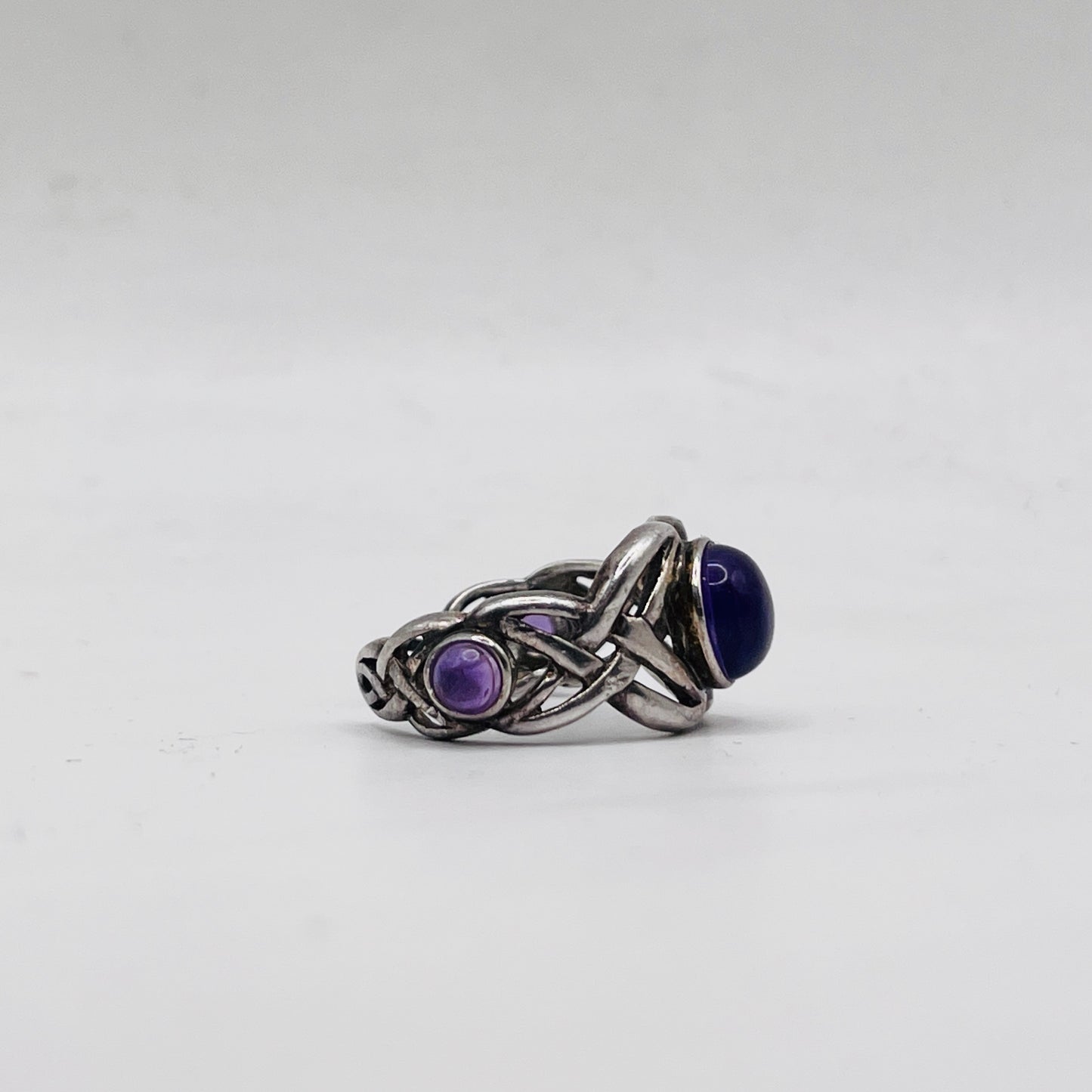 Anello Artigianale SPILLA CELTICA AMETISTA Mod. SPILLA Realizzato con Antica spilla in Argento (Prima Metà del ’900)
