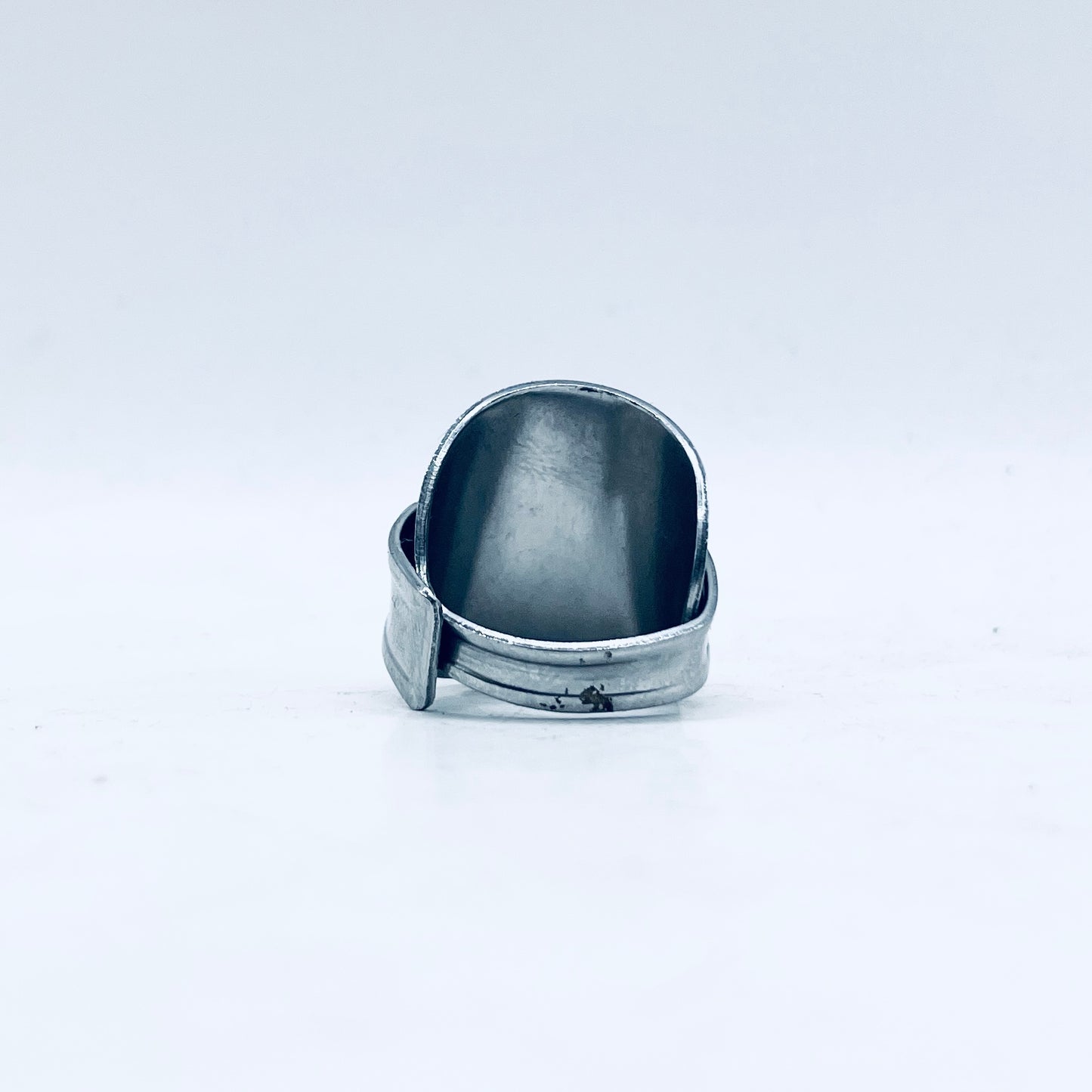Anello Artigianale Mod. INTERO MANICO SOPRA  Realizzato con intero Cucchiaino in ACCIAIO