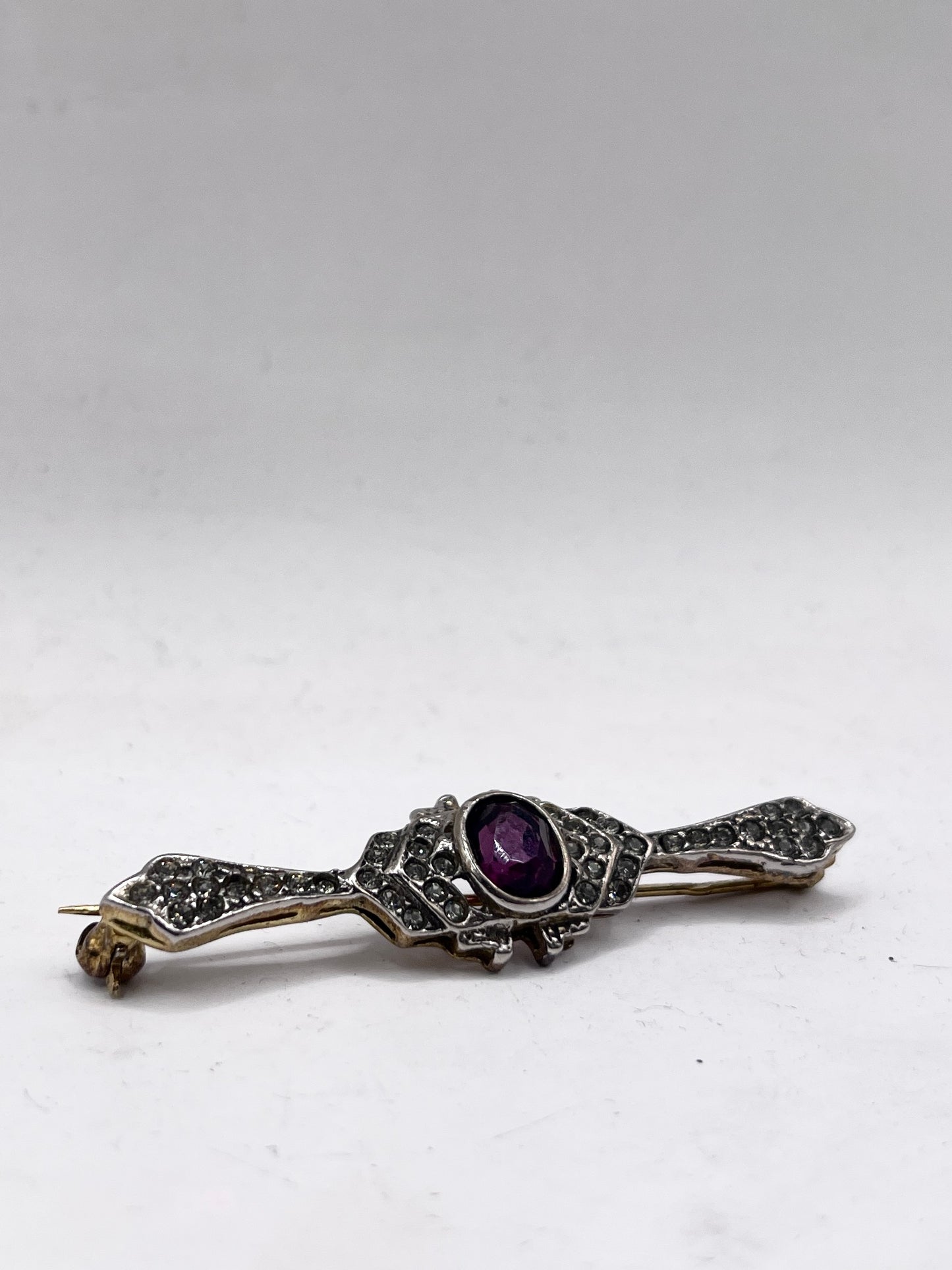 Anello Artigianale ALI Mod. SPILLA AMETISTA Realizzato con Antica spilla in Argento (Prima Metà del ’900)