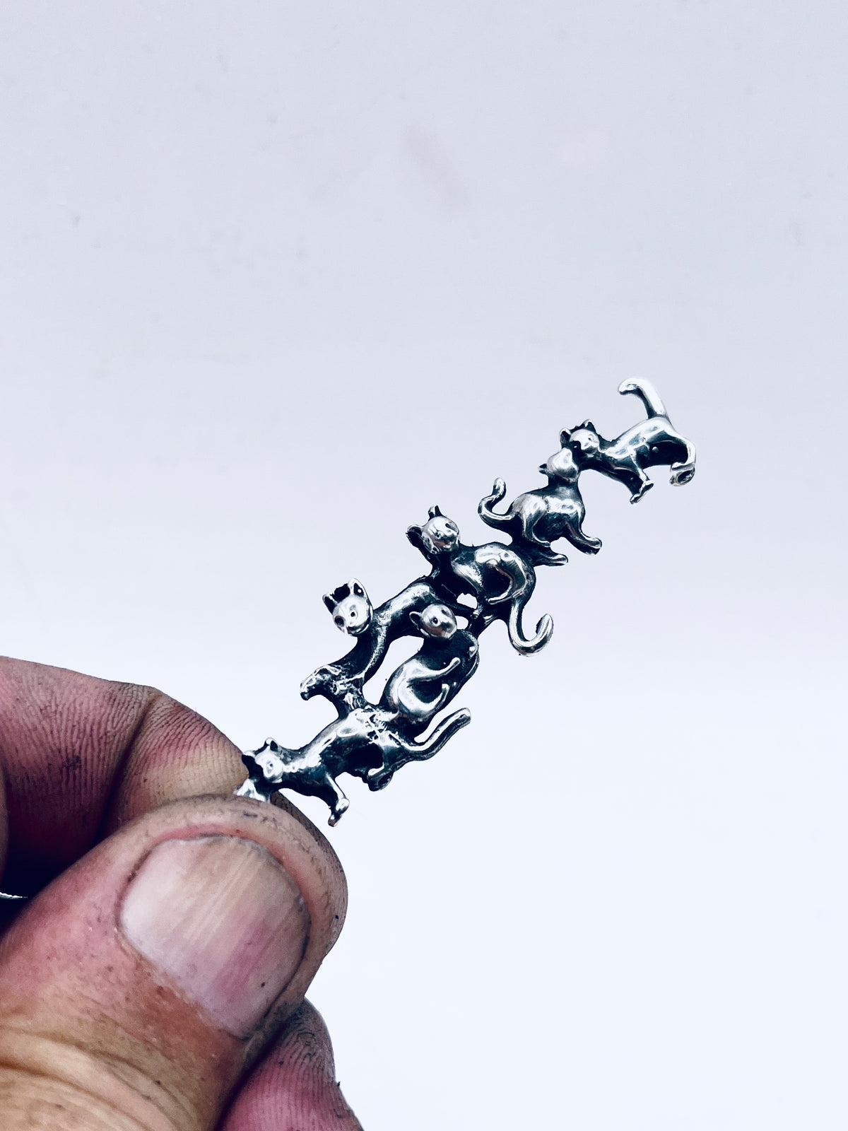 Anello Aristogatti ricavato da una spilla antica in argento 925 – vista 3
