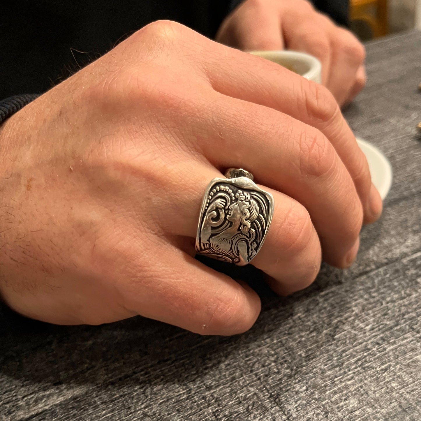 Anello Artigianale SIREN Mod. CLASSICO  Realizzato con Antica posata (Prima Metà del ’900)