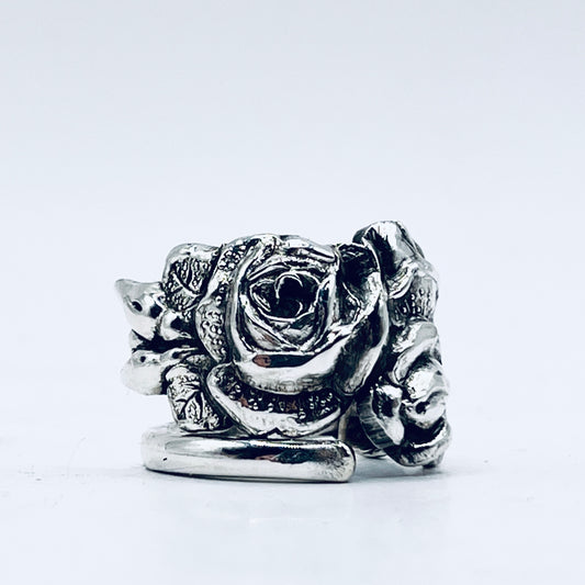 Anello Artigianale ROSA SELVATICA Mod. SPIRALE  Realizzato con Antica posata in Argento (Prima Metà del ’900)
