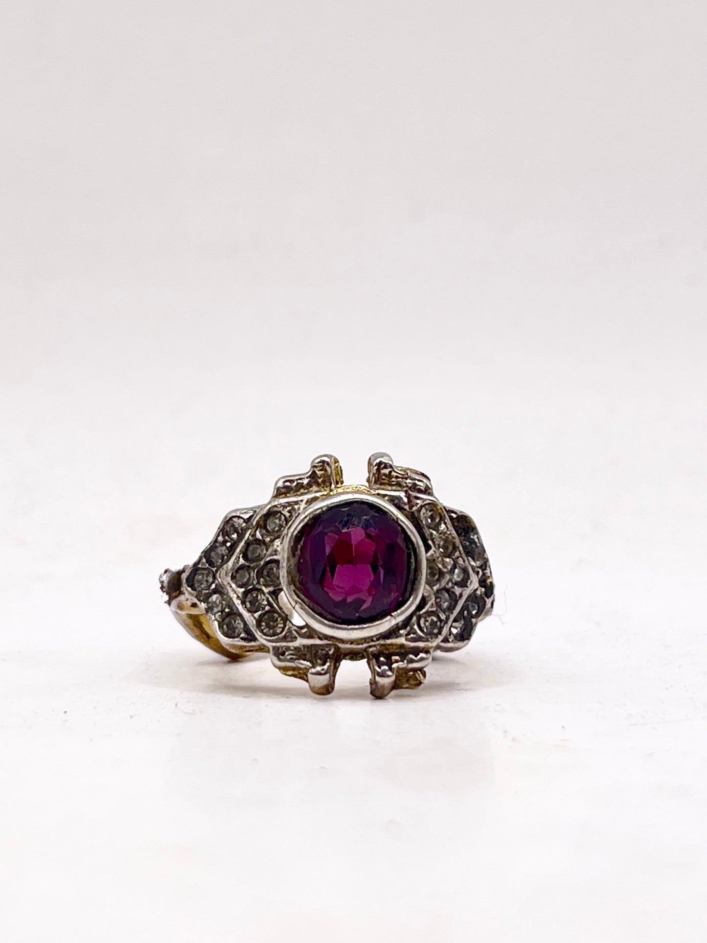 Anello Artigianale ALI Mod. SPILLA AMETISTA Realizzato con Antica spilla in Argento (Prima Metà del ’900)