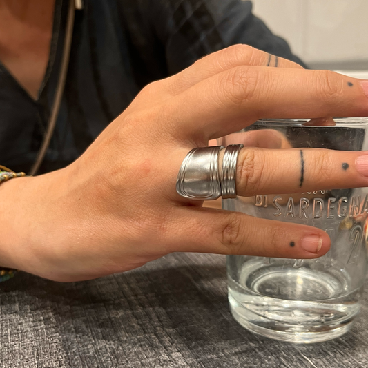 Anello Artigianale TESTER Mod. SPIRALE  Realizzato con posata in Acciaio
