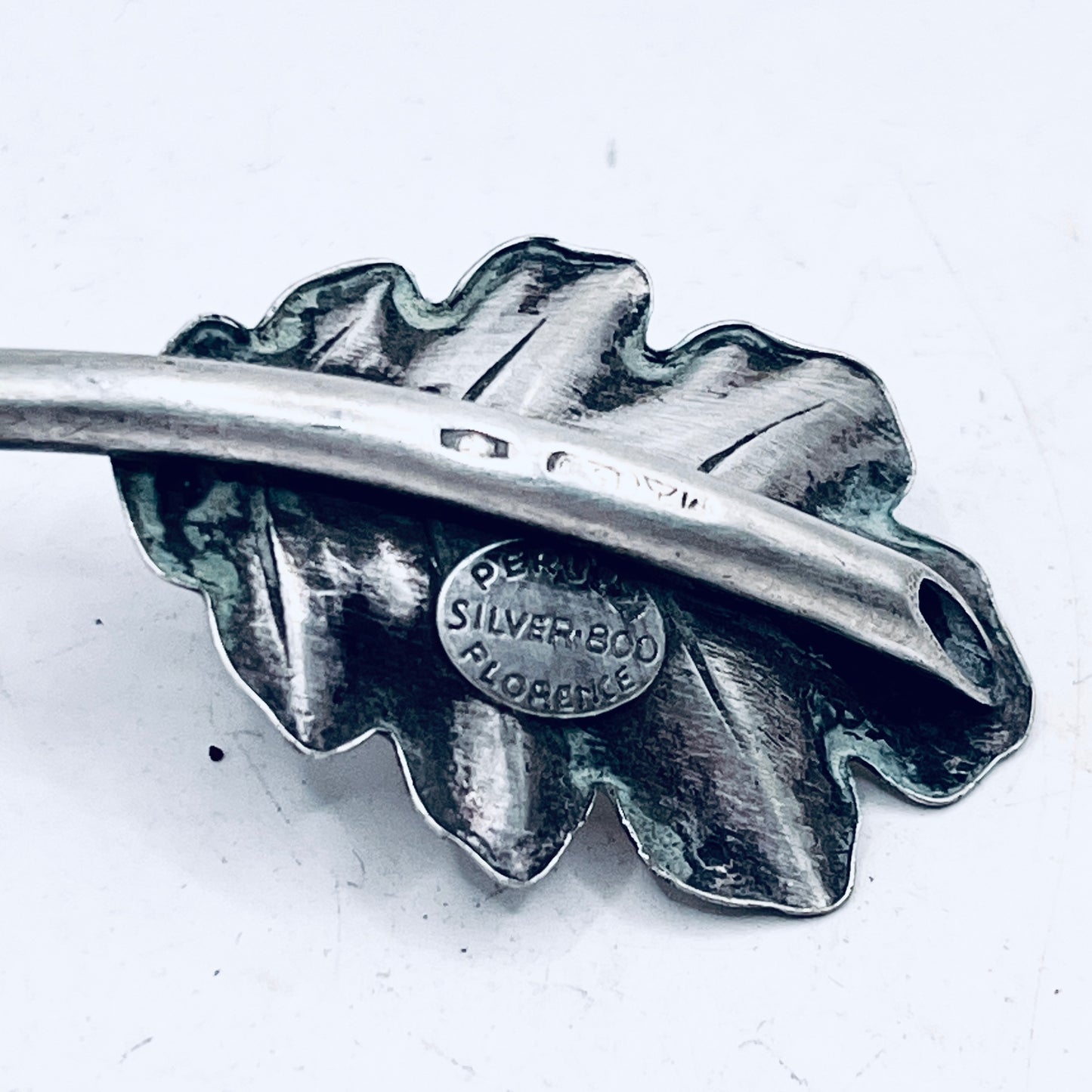 Anello Artigianale CANNUCCIA FOGLIA QUERCIA Mod. SPIRALE  Realizzato con Antica posata in Argento (Prima Metà del ’900)