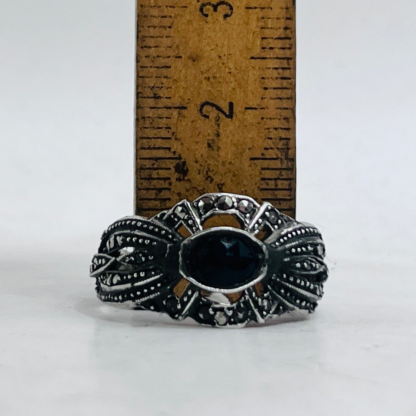 Anello Artigianale SPILLA ONICE MARCASSITE Mod. SPILLA Realizzato con Antica spilla in Argento (Prima Metà del ’900)