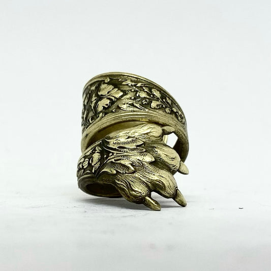 Anello Artigianale ZAMPA04 Mod. PINZETTA  Realizzato con Antica posata in OTTONE (Prima Metà del ’900)