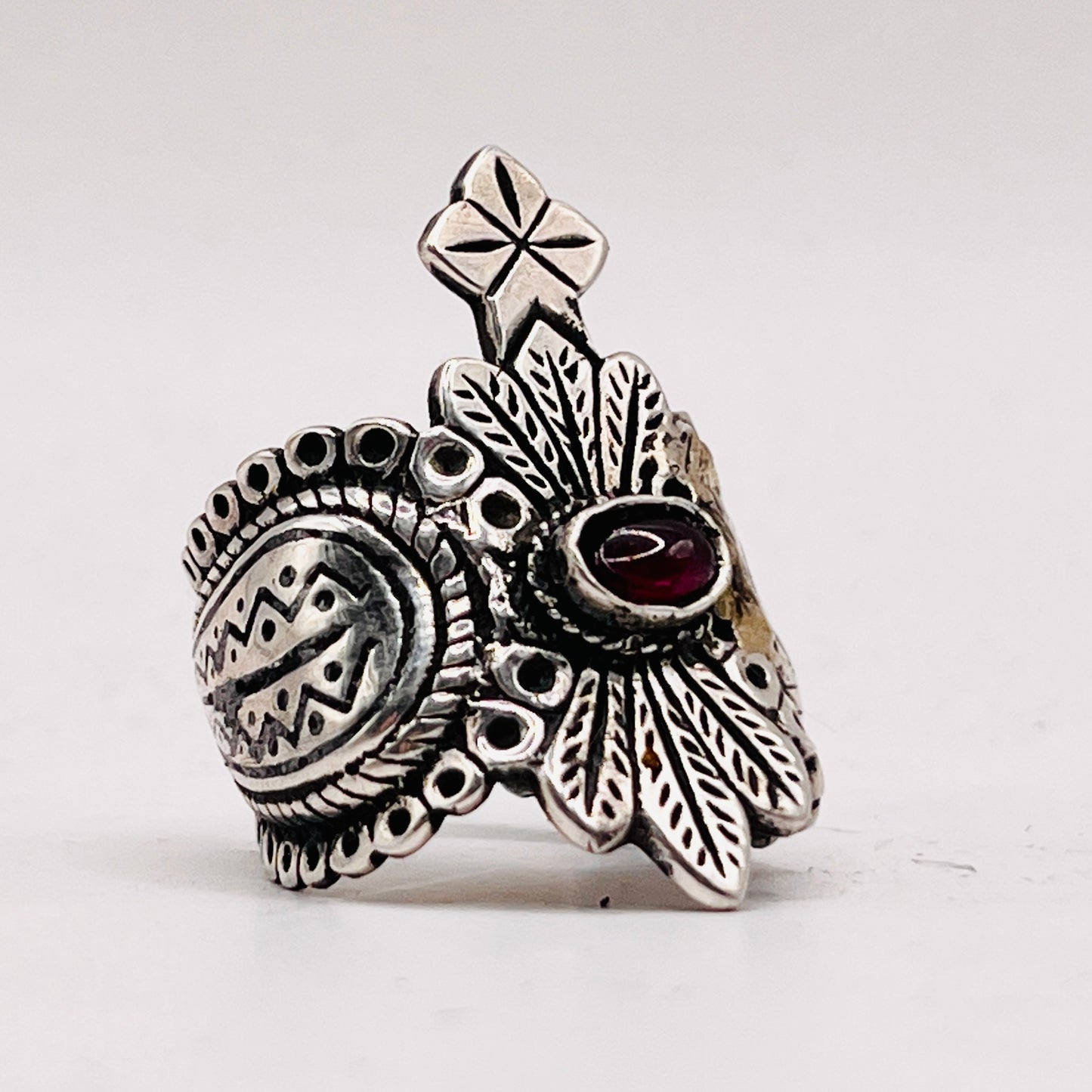 Anello Artigianale SPILLA RUBINO Mod. SPILLA Realizzato con Antica spilla in Argento (Prima Metà del ’900)