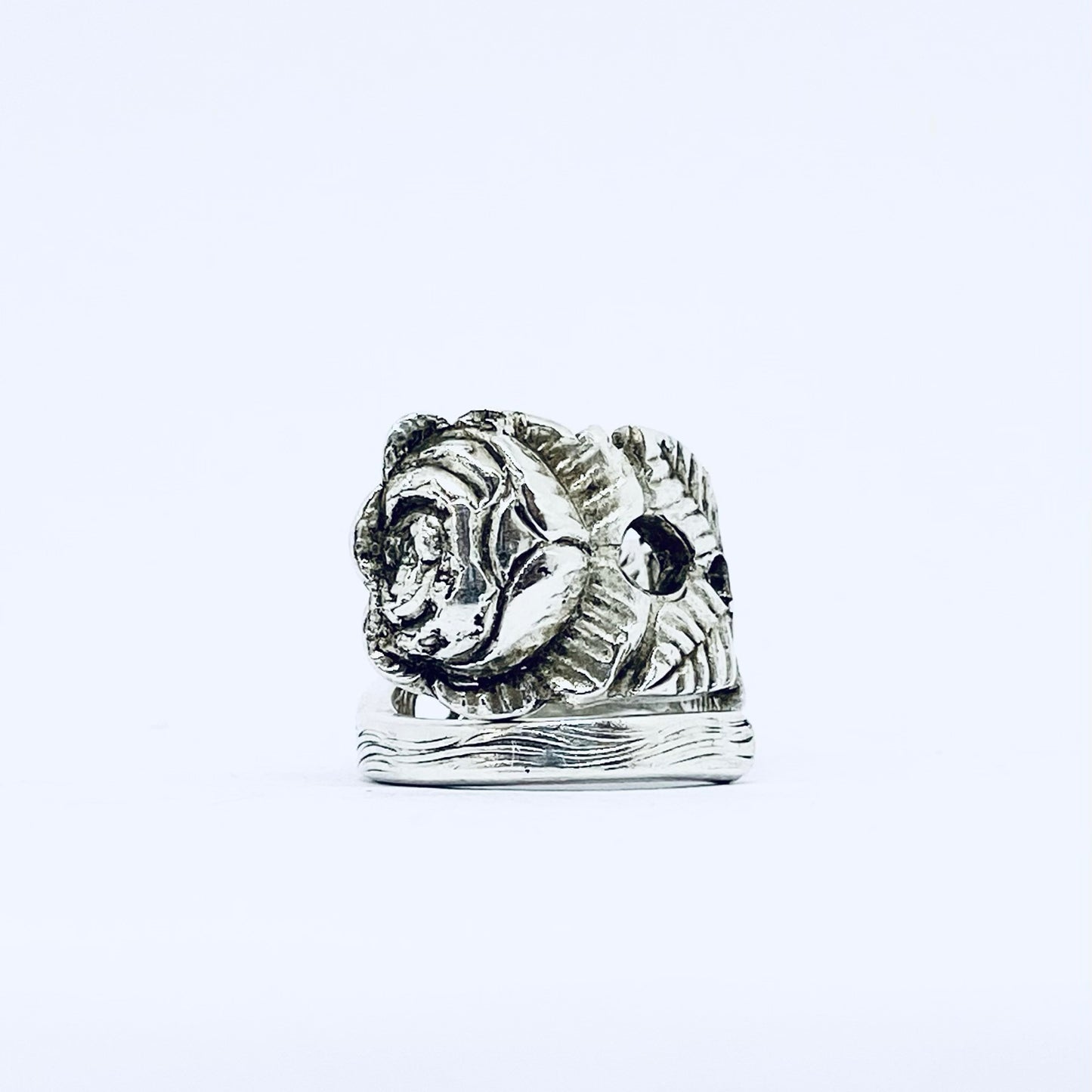 Anello Artigianale ROSA Mod. SPIRALE  Realizzato con Antica posata in Argento (Prima Metà del ’900)