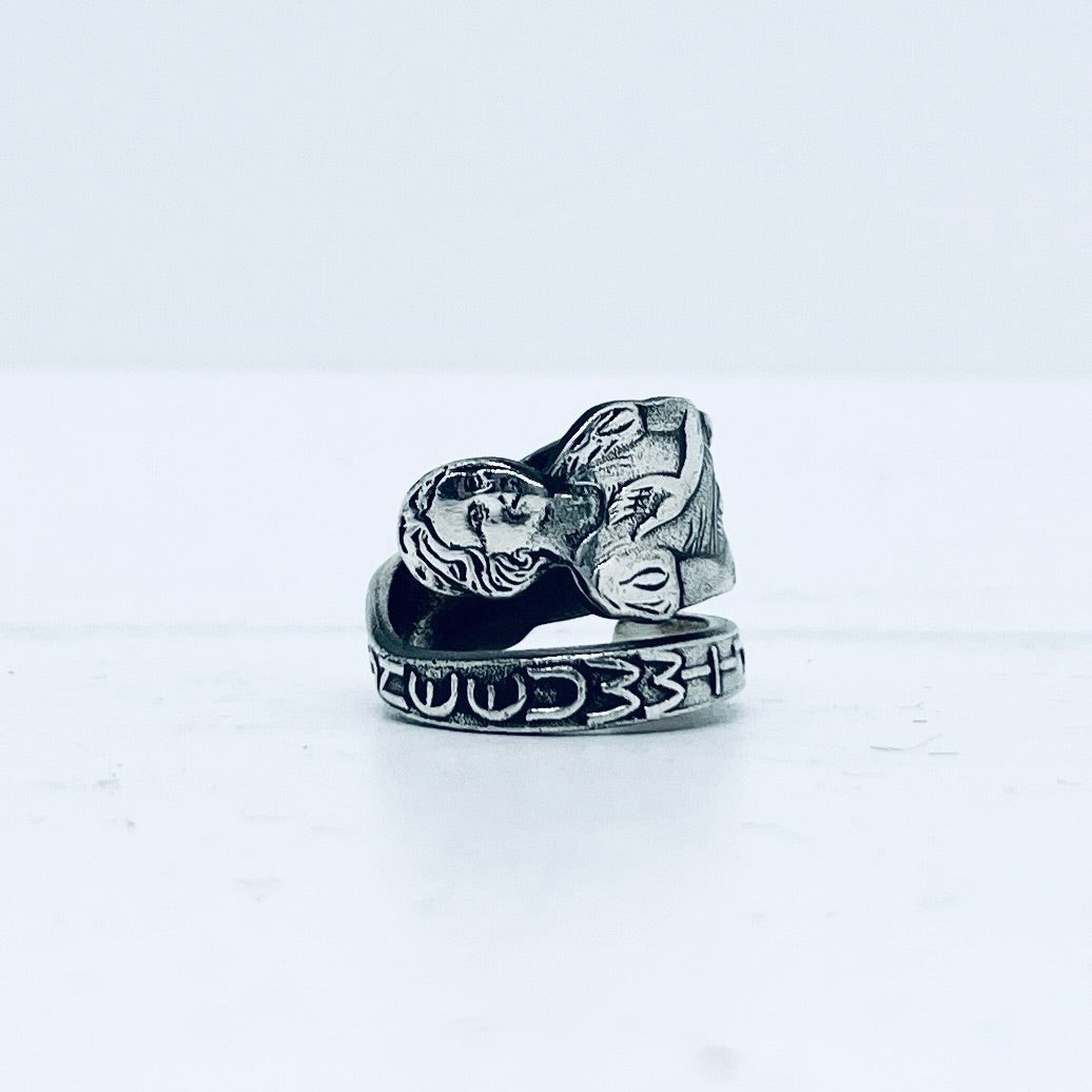 Anello Artigianale BIANCANEVE Mod. SPIRALE  Realizzato con Antica posata in Argento (Prima Metà del ’900)