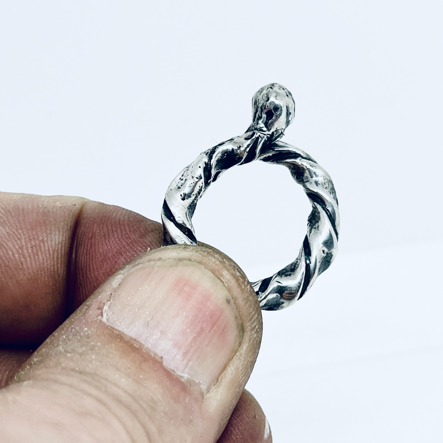 Anello Artigianale PALLINA S.MARCO  Mod. CLASSICO/FEDINA/SPIRALE  Realizzato con Antica posata in Argento (Prima Metà del ’900)