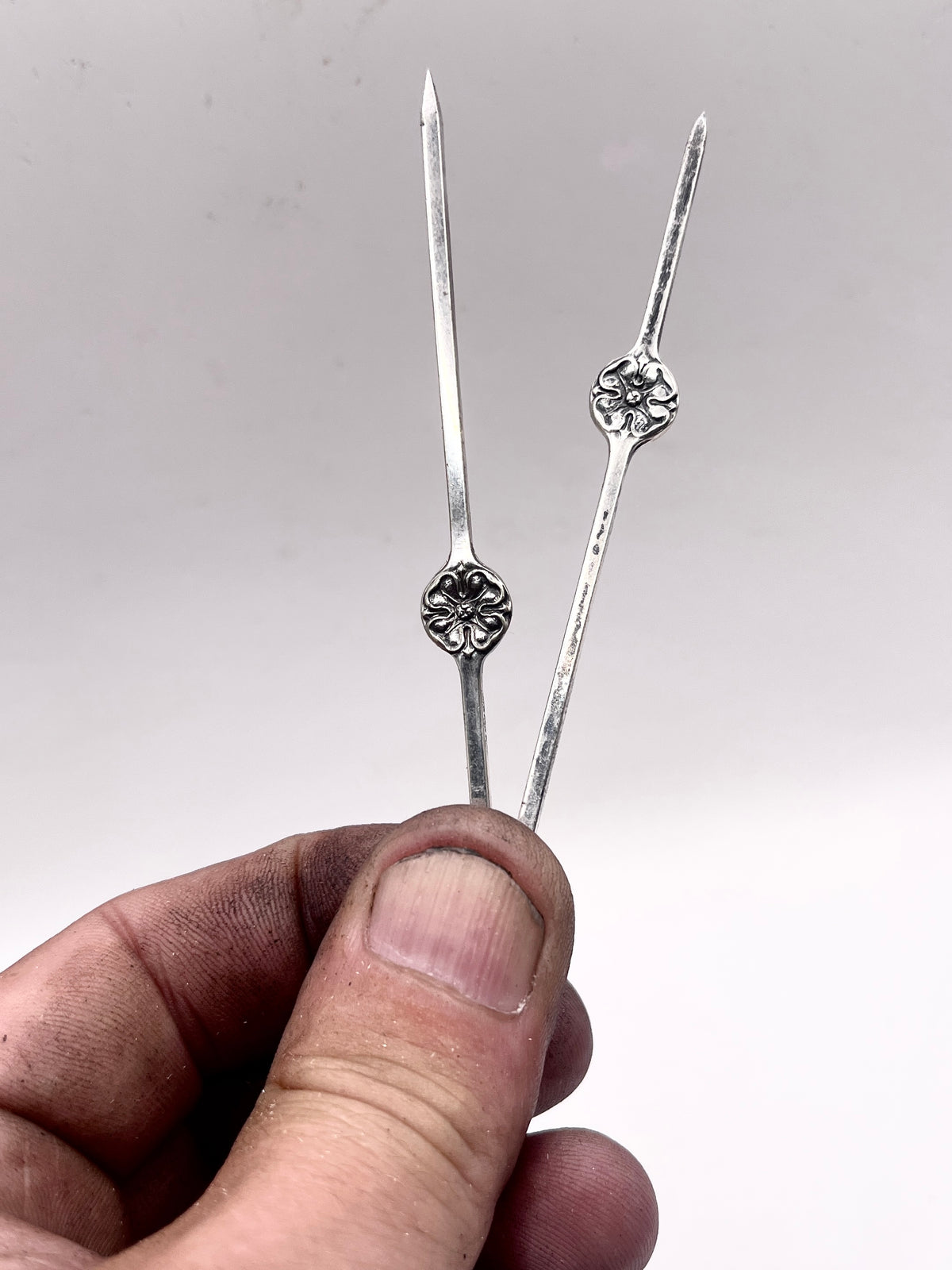 Anello Quadrifoglio ricavato da uno spiedino antico in argento 800 – vista 11