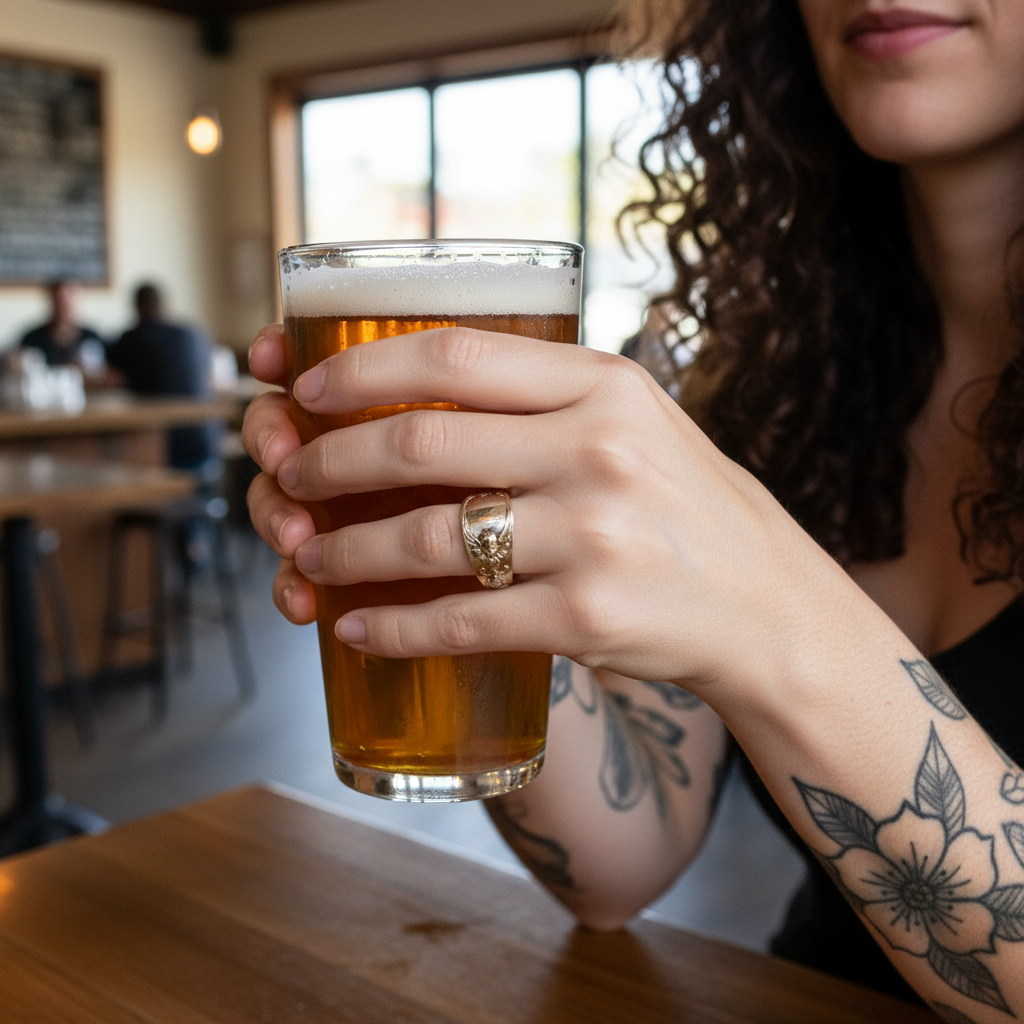 Anello Artigianale CHERUBINO DORATO  Mod. CLASSICO  Realizzato con Antica posata in Argento dorato(Prima Metà del ’900)