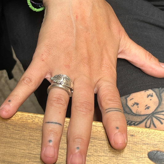 Anello Artigianale Mod. SPIRALE  Realizzato con Antica posata in Argento (Prima Metà del ’900)