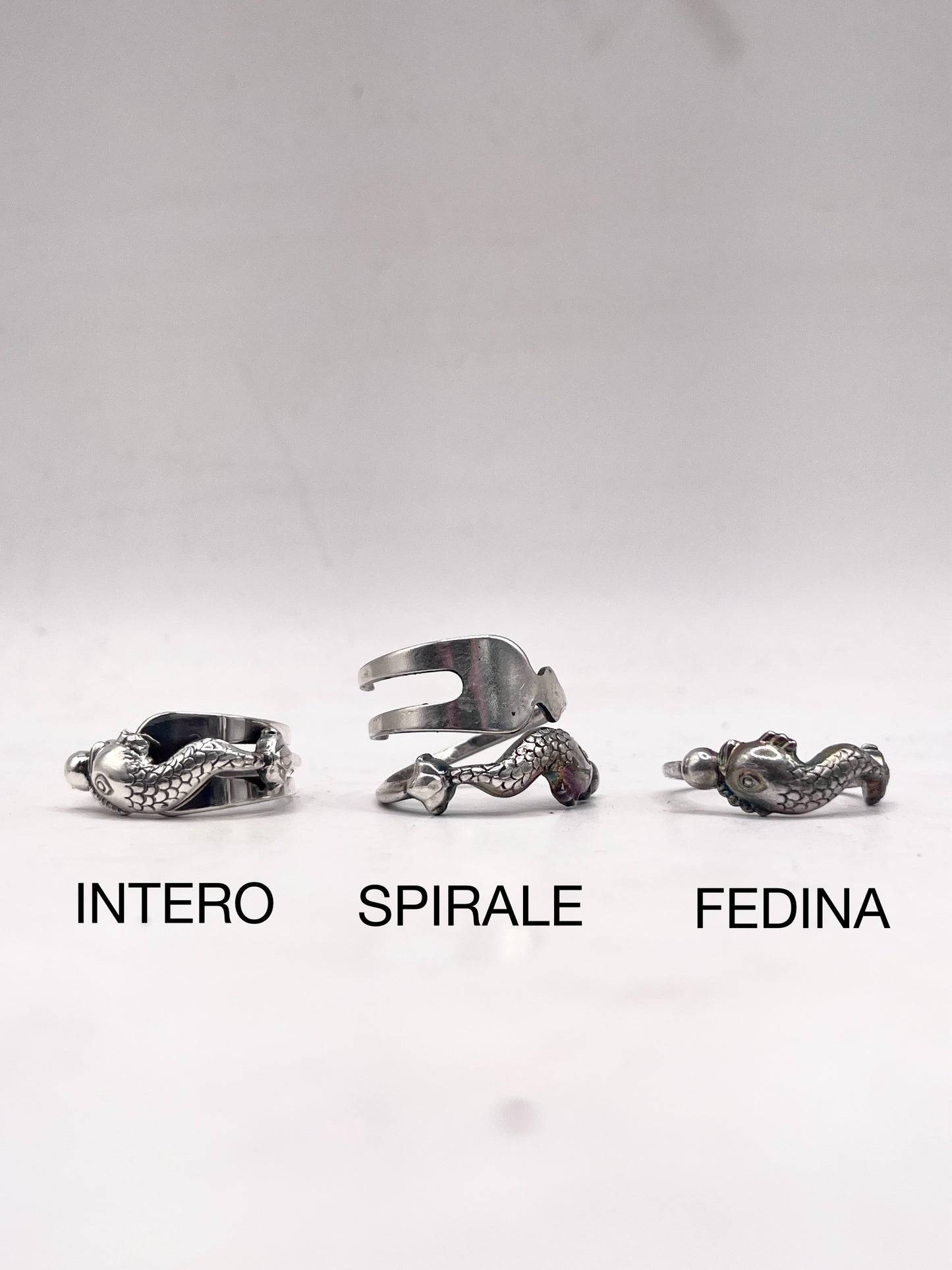 Anello Artigianale FEDINA/INTERO/SPIRALE DELFINO ARALDICO  Realizzato con Antica posata (Prima Metà del ’900)