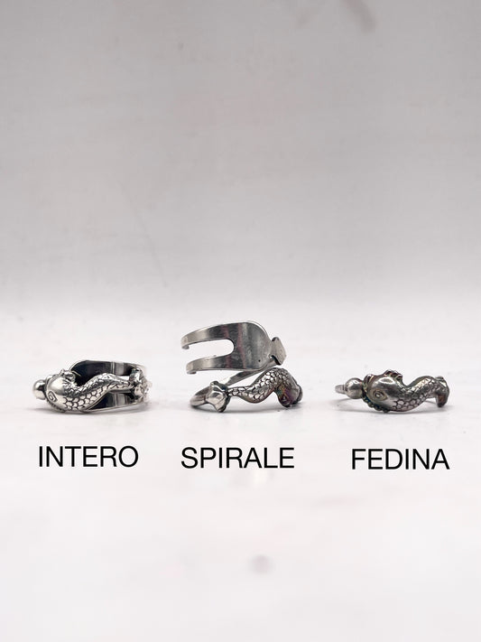 Anello Artigianale FEDINA/INTERO/SPIRALE DELFINO ARALDICO  Realizzato con Antica posata (Prima Metà del ’900)