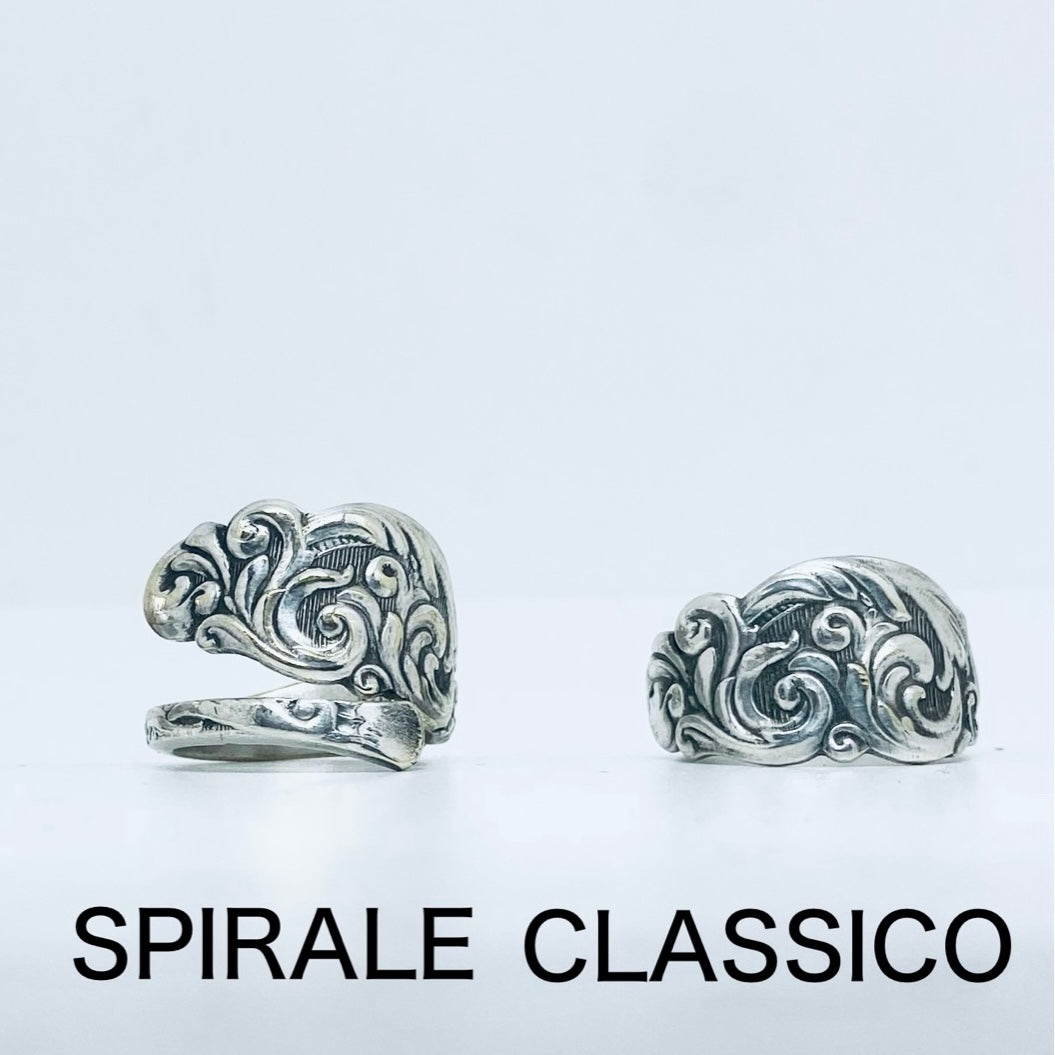 Anello Artigianale DECORO Mod. CLASSICO/SPIRALE  Realizzato con Antica posata in Argento (Prima Metà del ’900)
