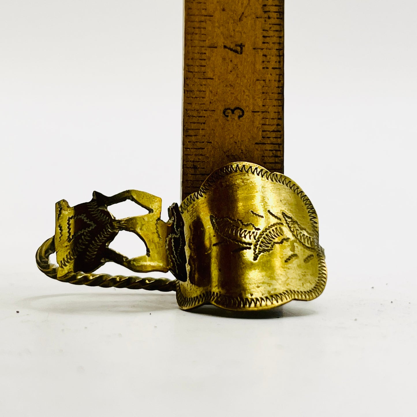 Anello Artigianale “Wayang Kulit” Mod. DOPPIO  Realizzato con Antica posata in OTTONE (Prima Metà del ’900)