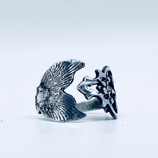 Anello Artigianale Mod. MINICODA REGALE Realizzato con Antica posata in Argento (Prima Metà del ’900)