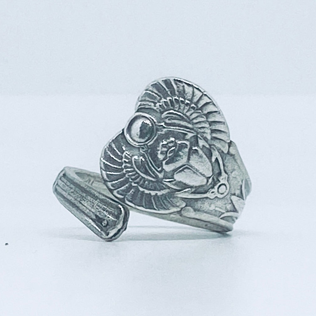 Anello Artigianale SCARABEO Mod. CLASSICO/SPIRALE  Realizzato con Antica posata in Argento (Prima Metà del ’900)