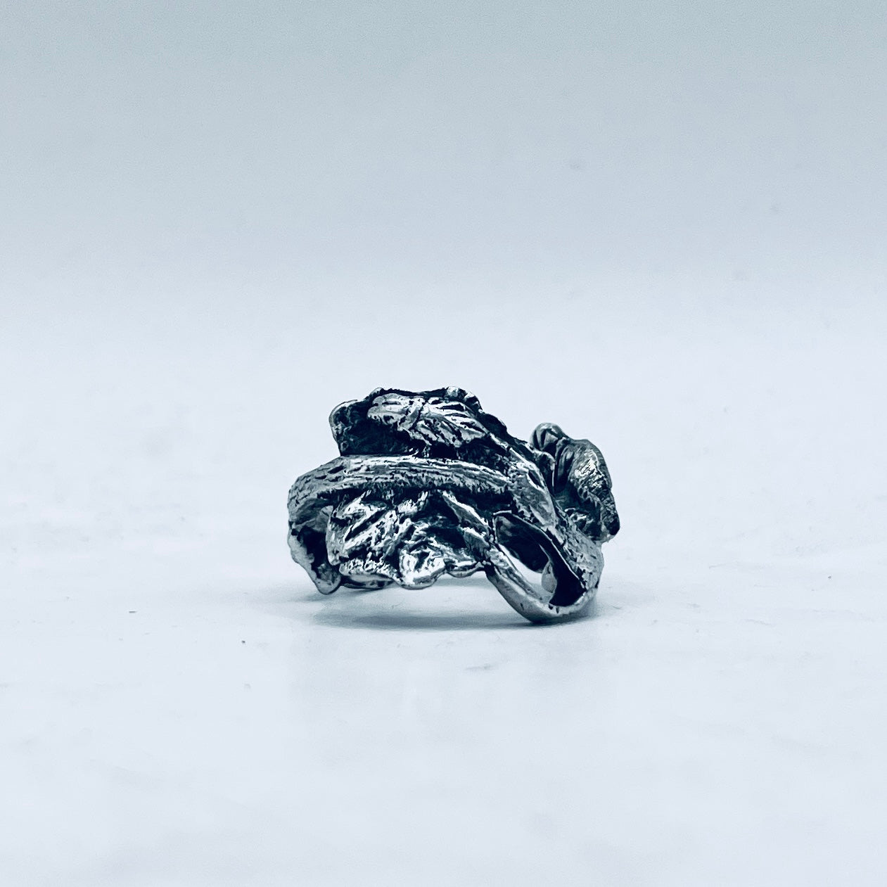 Anello Artigianale + Pendente (omaggio) FOGLIE Mod. CLASSICO  Realizzato con Antica posata in Argento (Prima Metà del ’900)