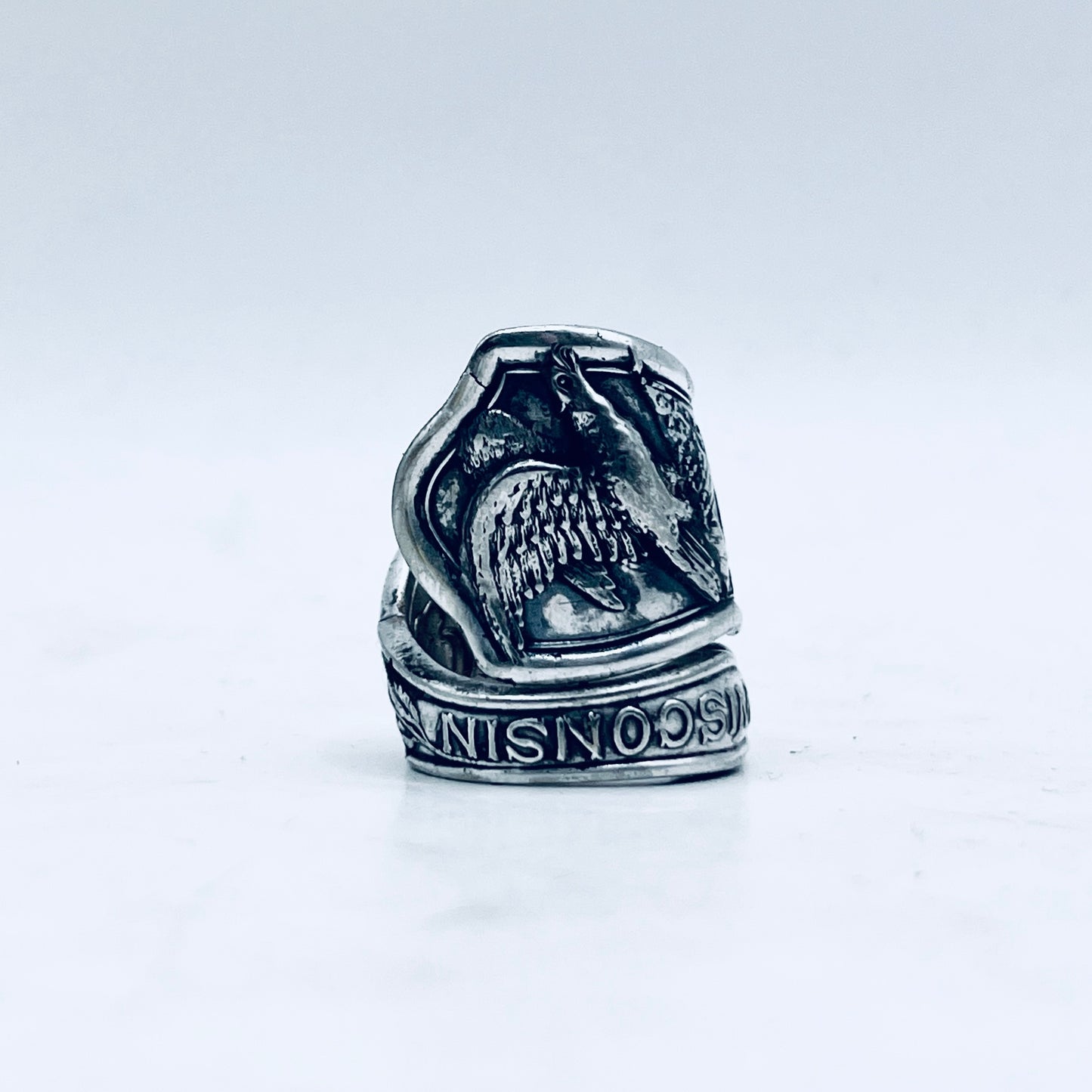 Anello Artigianale Mod. CLASSICO/SPIRALE  WISCONSIN Realizzato con Antica posata in Argento (Prima Metà del ’900)