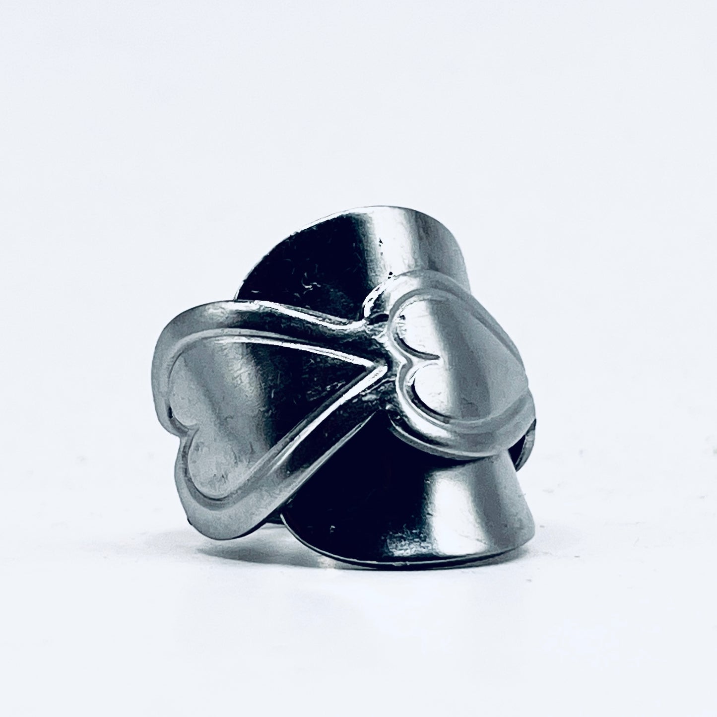 Anello Artigianale Mod. INTERO CUORI  Realizzato con intero Cucchiaino in ACCIAIO