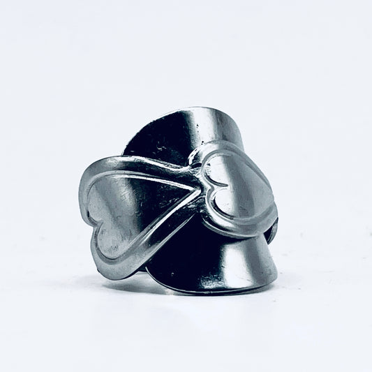 Anello Artigianale Mod. INTERO CUORI  Realizzato con intero Cucchiaino in ACCIAIO