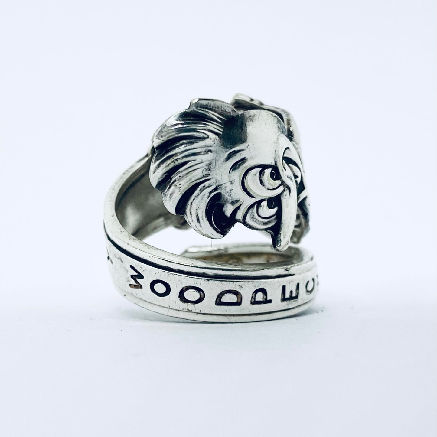 Anello Artigianale WOODY WOODPECKER Mod. SPIRALE  Realizzato con Antica posata in Argento (Prima Metà del ’900)