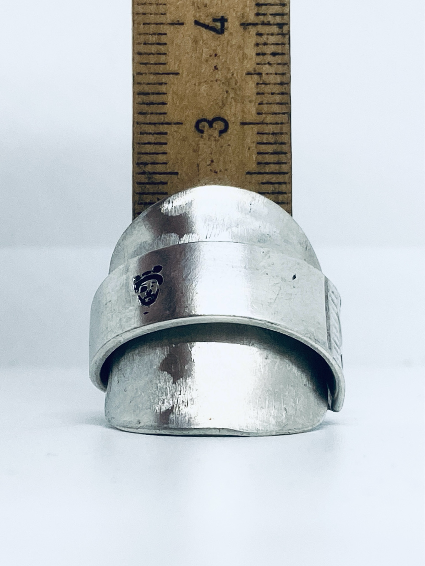 Anello Artigianale LOGO TEDDY03 Mod. INTERO  Realizzato con intero Antico Cucchiaino in Argento (Prima Metà del ’900)