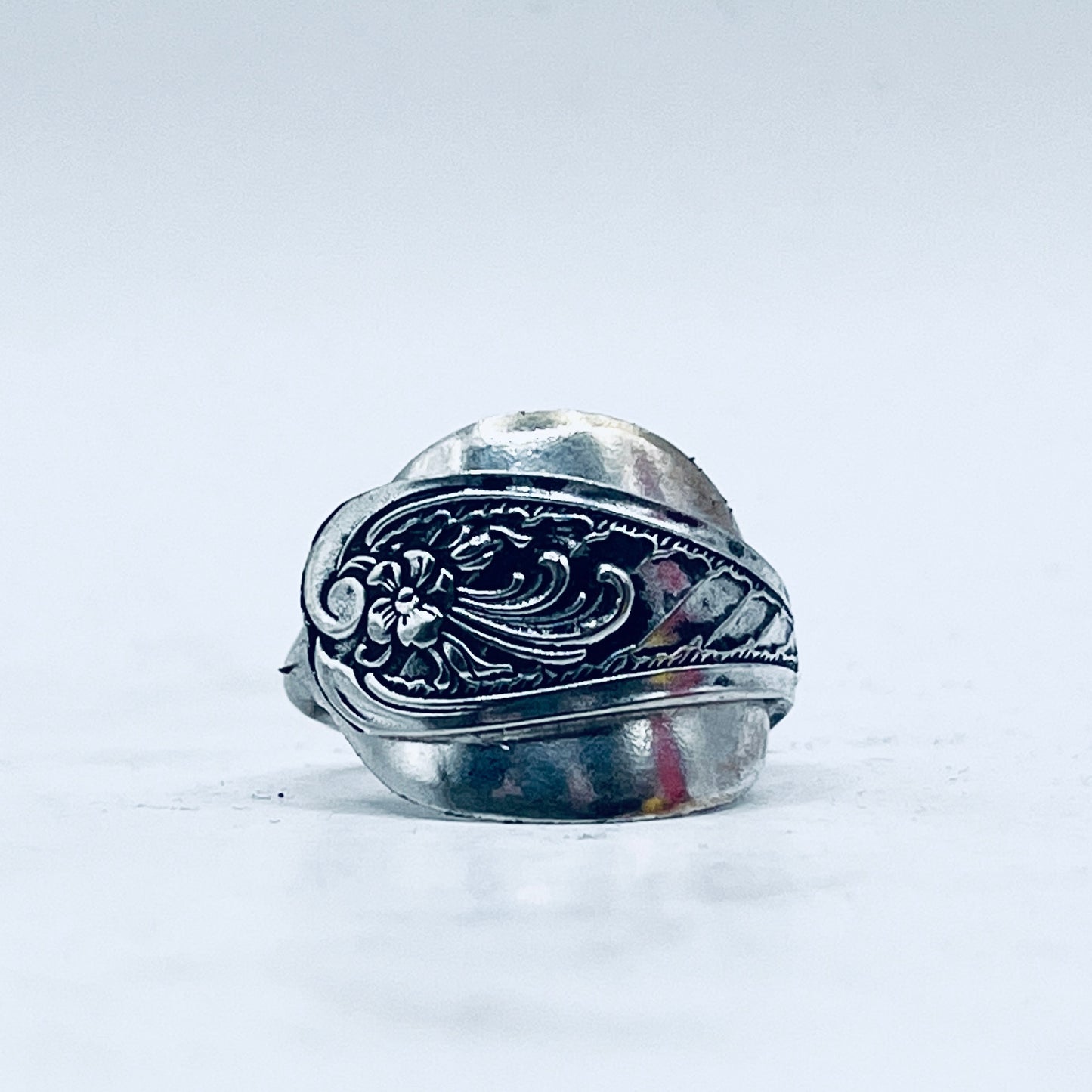 Anello Artigianale Mod. INTERO  JUGENDSTIL Realizzato con Antica posata in Argento (Prima Metà del ’900)