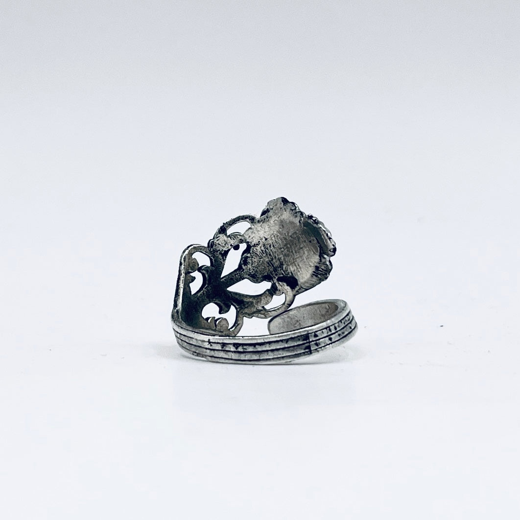 Anello Artigianale CUORE SACRO Mod. CLASSICO/SPIRALE Realizzato con Antica posata in Argento (Prima Metà del ’900)