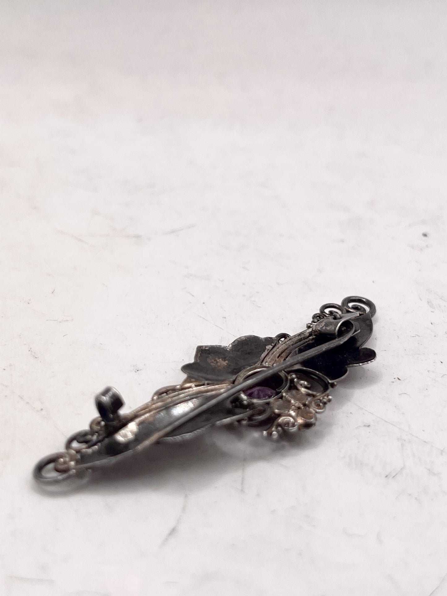 Anello Artigianale SAILOR MOON Mod. SPILLA AMETISTA Realizzato con Antica spilla in Argento (Prima Metà del ’900)