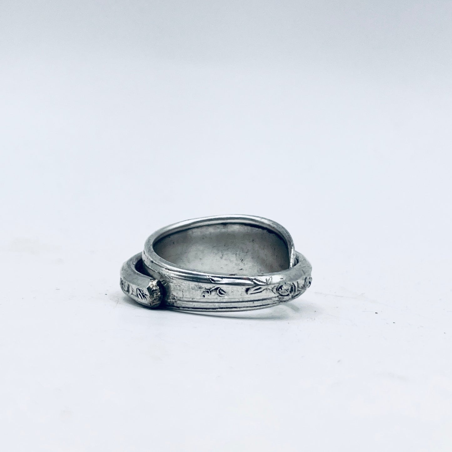 Anello Artigianale FEDINA SOVRAPPOSTA Mod. CLASSICO  Realizzato con Antica posata (Prima Metà del ’900)